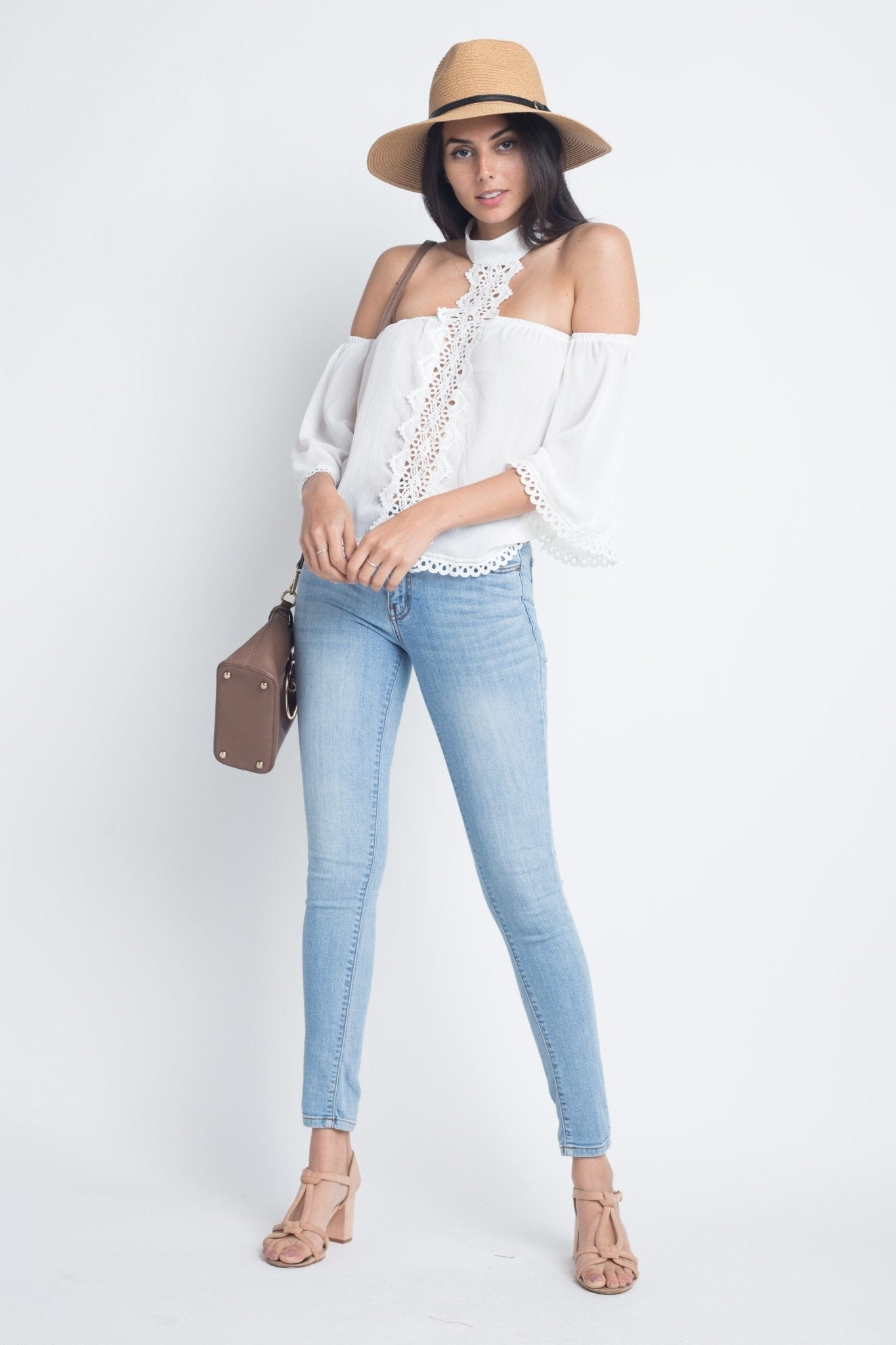 Women's High Neck Long Sleeve Crochet Top - Busy Bee Bazaar