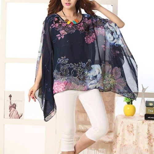 Womens Peony Batwing Chiffon Top - Busy Bee Bazaar