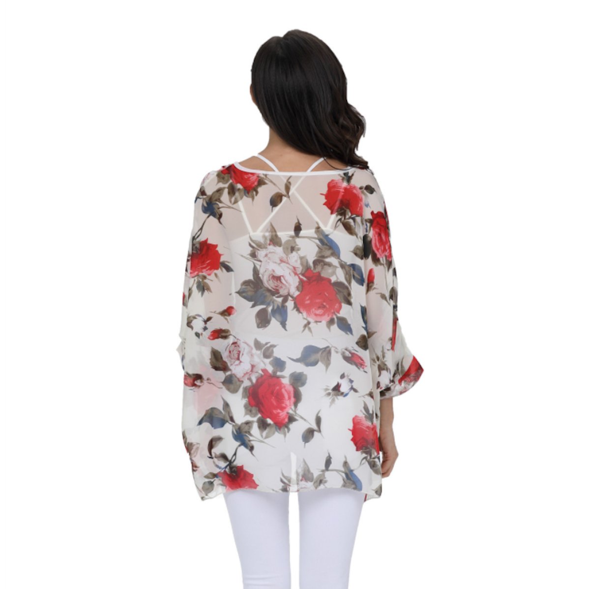 Womens Rose Floral Print Chiffon Top - Busy Bee Bazaar