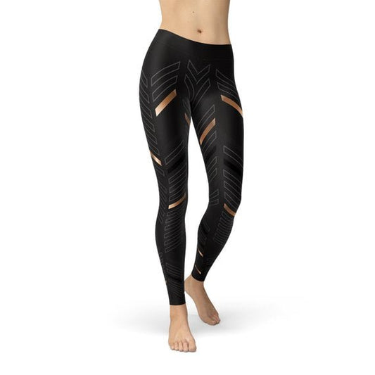 Womens Sports Stripes Black Leggings - Busy Bee Bazaar