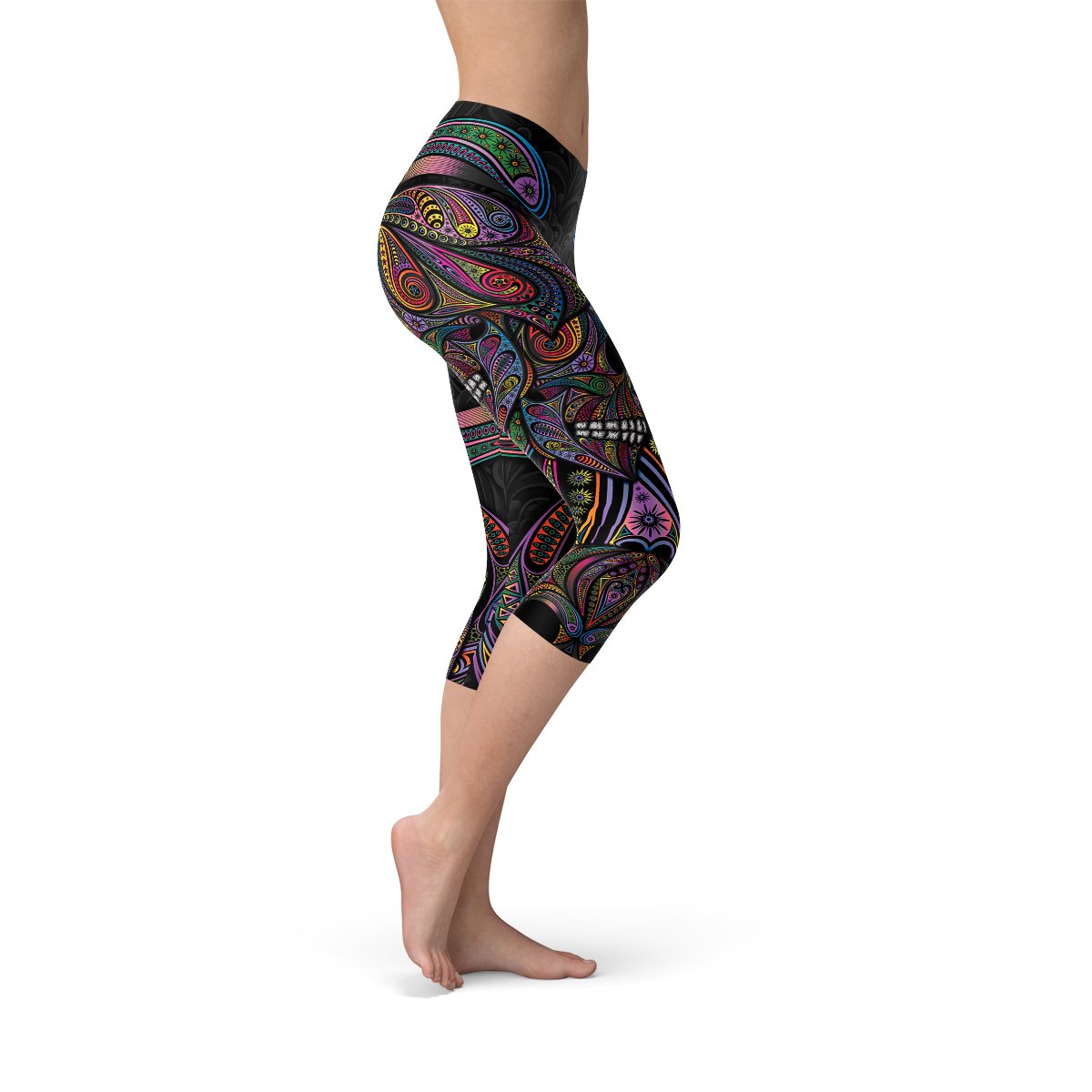 Womens Sugar Skull Capri Leggings - Busy Bee Bazaar