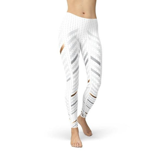 Womens White Stripes Leggings - Busy Bee Bazaar